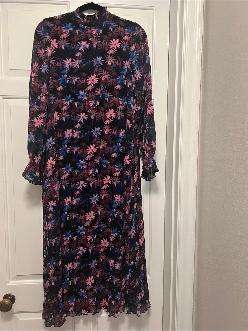 Ganni Maxi Dress with Pink & Blue Floral Print